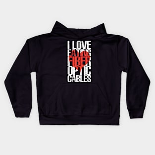 Eating Fiber Cables Tech Humor Geeky Kids Hoodie